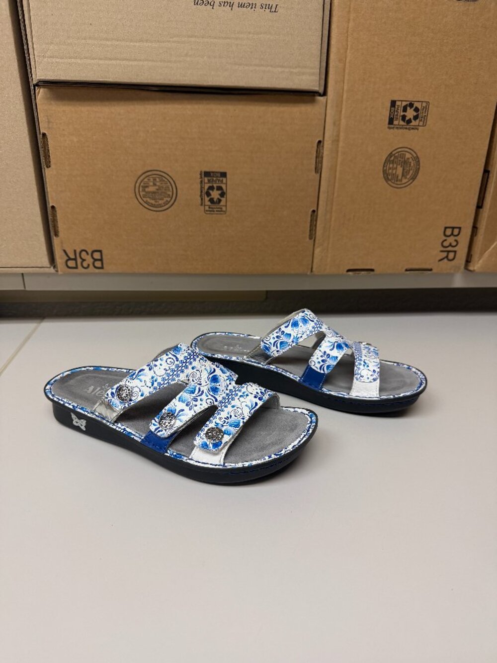 Alegria Venice Sandals - blue/white - size 39